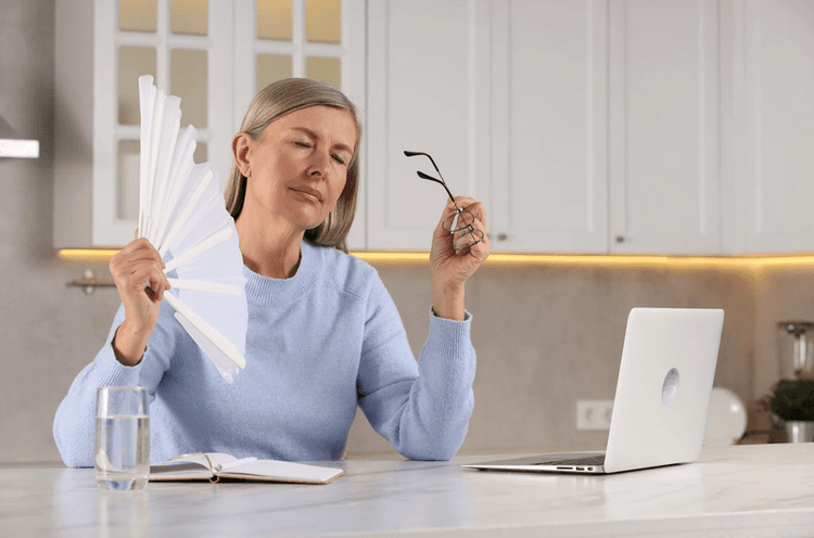 Menopausal woman with hot flash