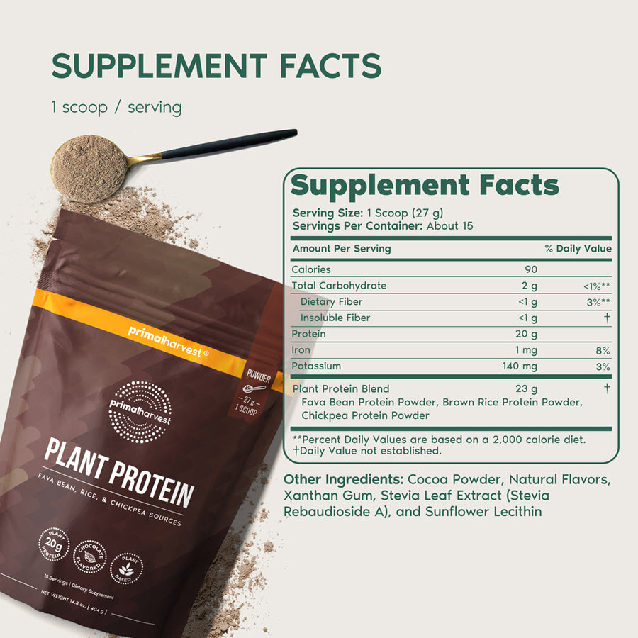Primal Harvest Vegan Protein Powder, Chocolate, 15 Servings