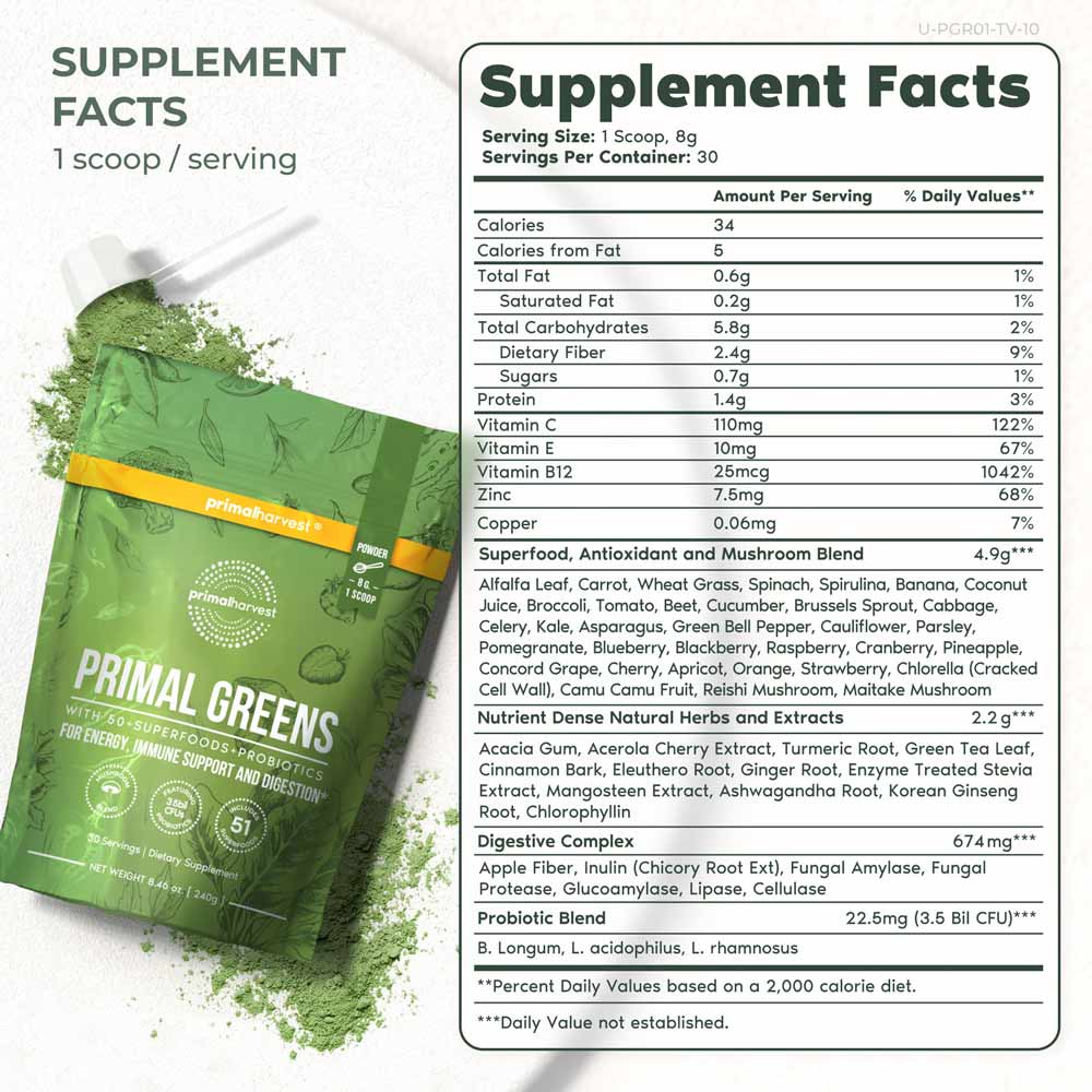 Primal Greens Powder by Primal Harvest 🥇