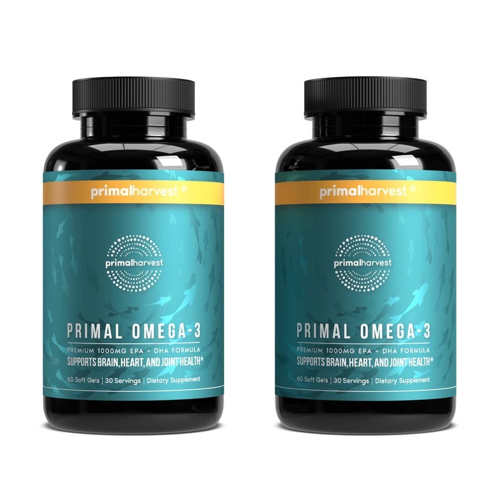Primal Omega 3 Fish Oil 1000mg of Essential EPA & DHA Omega 3 Formula Made with Sustainably Harvested Norwegian Fish by Primal Harvest .